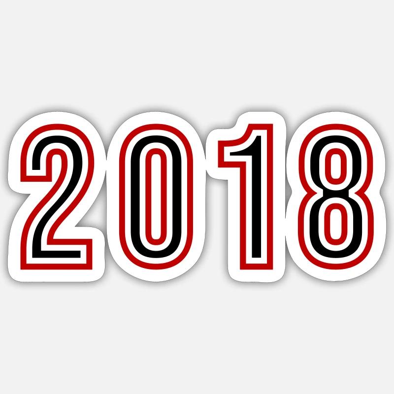 Numéro de l’année 2018 - Sticker taille S (10 x 10 cm) - blanc mat