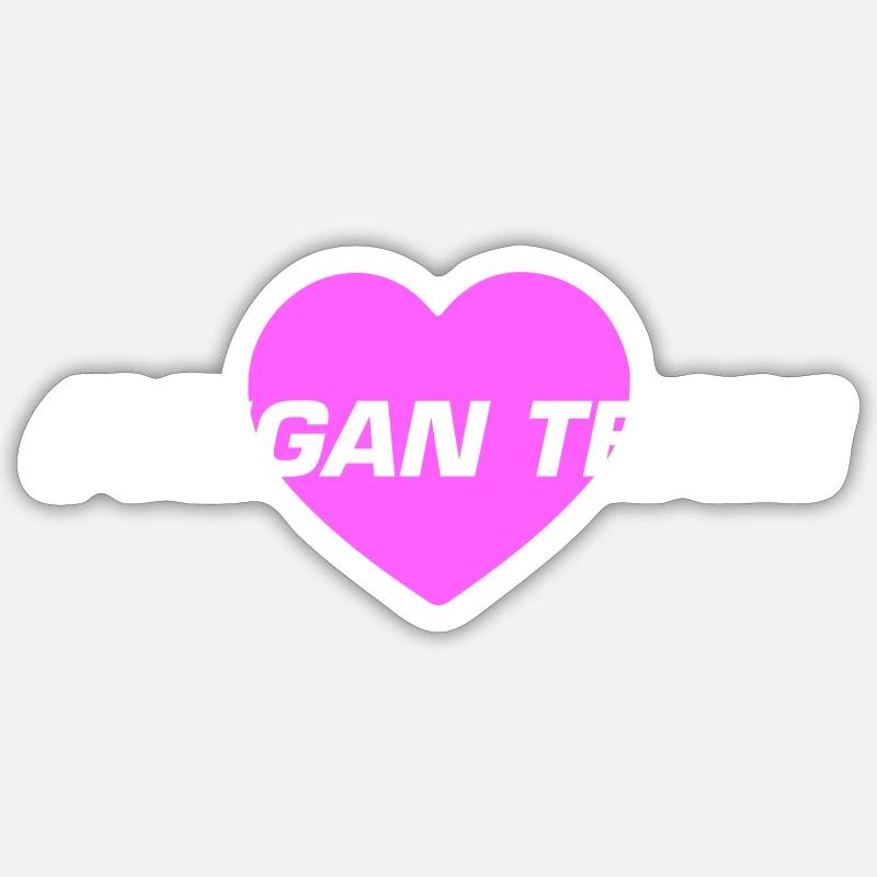 Cœur d’équipe végétalien - Sticker taille S (10 x 10 cm) - blanc mat