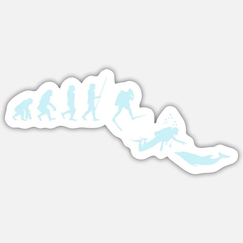 Taucher Evolution Tauchen Delphin Sticker Größe S (10 x 10 cm)