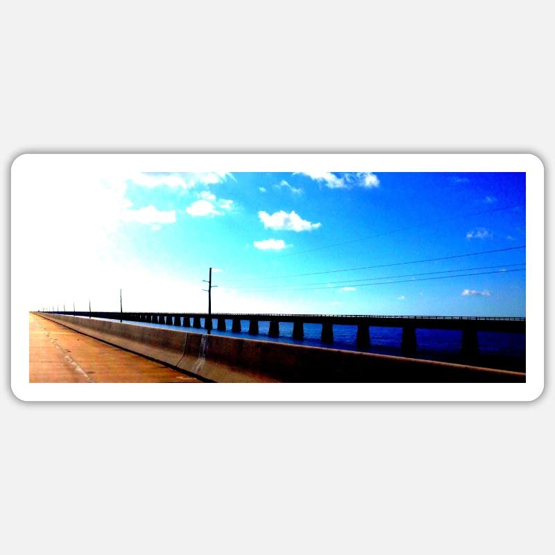 Florida Keys Straße - Sticker Größe S (10 x 10 cm) - Mattweiß