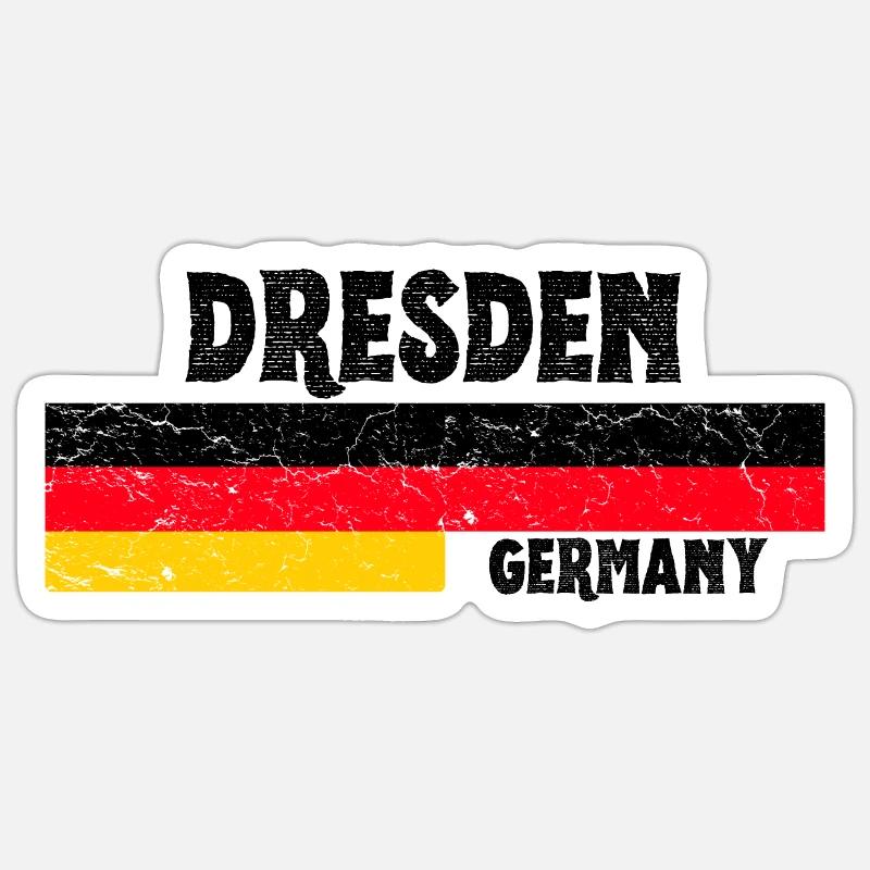 Dresde Allemagne Drapeau - Sticker taille S (10 x 10 cm) - blanc mat