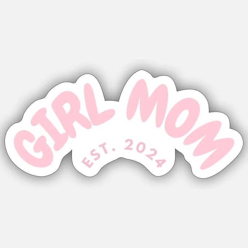 Fille Maman est. 2024 - Sticker taille S (10 x 10 cm) - blanc mat