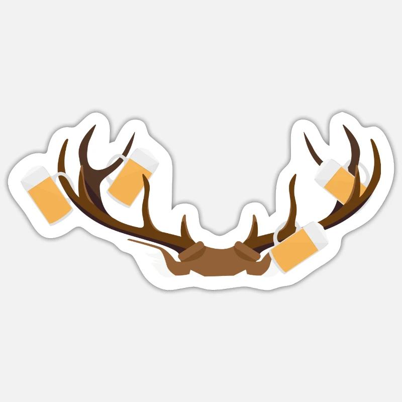 Hirschgeweih mit Bier Sticker Größe S (10 x 10 cm)