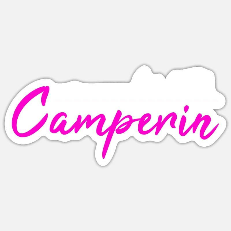 Camping Really Happy Camper Idée cadeau - Sticker taille S (10 x 10 cm) - blanc mat