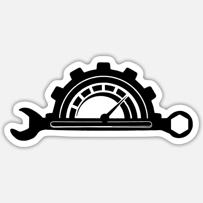 Logo de mécanicien automobile - Sticker taille S (10 x 10 cm) - blanc mat