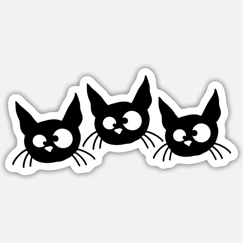 Three Cats Squint Funny 3 Crazy Grimaces Sticker size S (10 x 10 cm)