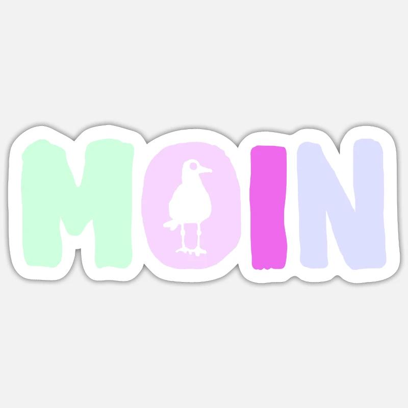Moin Möwe Begrüßung Sticker Grußformel Geschenk - Sticker Größe S (10 x 10 cm) - Mattweiß