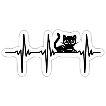 Battement de cœur pour les chats câlins - Sticker taille S (10 x 10 cm) - blanc mat - Devant
