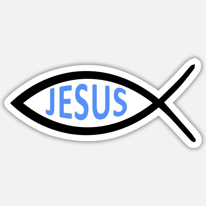 Symbole du poisson de Jésus - Sticker taille S (10 x 10 cm) - blanc mat