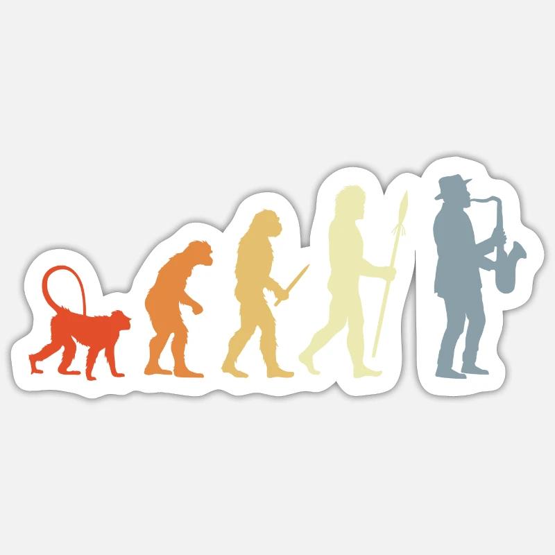Évolution du saxophoniste - Sticker taille S (10 x 10 cm) - blanc mat