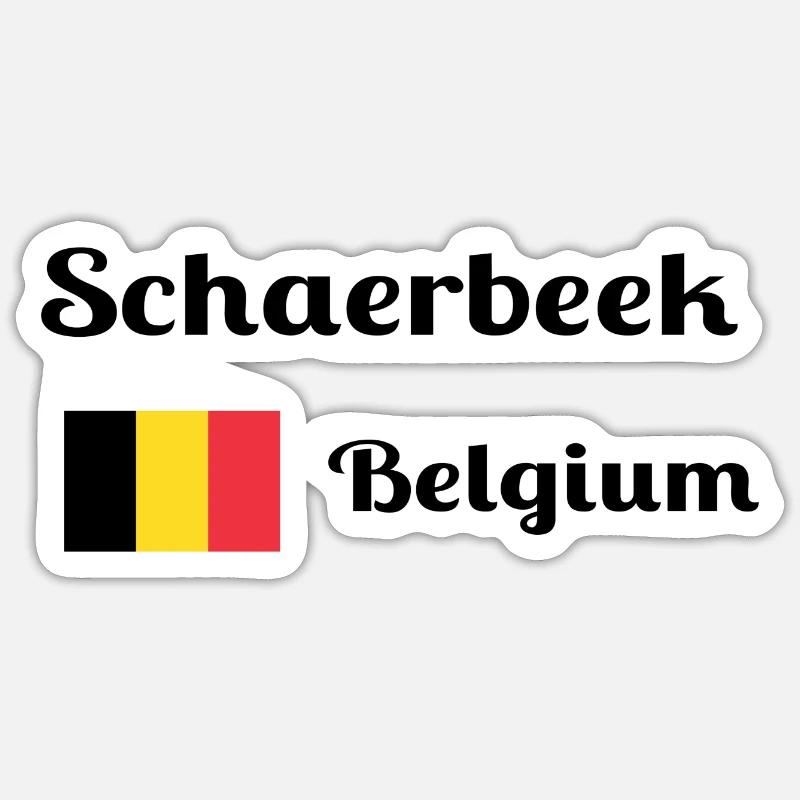 Schaerbeek Belgique - Imprimés élégants - Sticker taille S (10 x 10 cm) - blanc mat