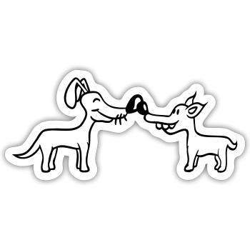 2 Dogs Big Nose Greeting Team Two Friends Crew - Sticker size S (10 x 10 cm) - white matte - Front