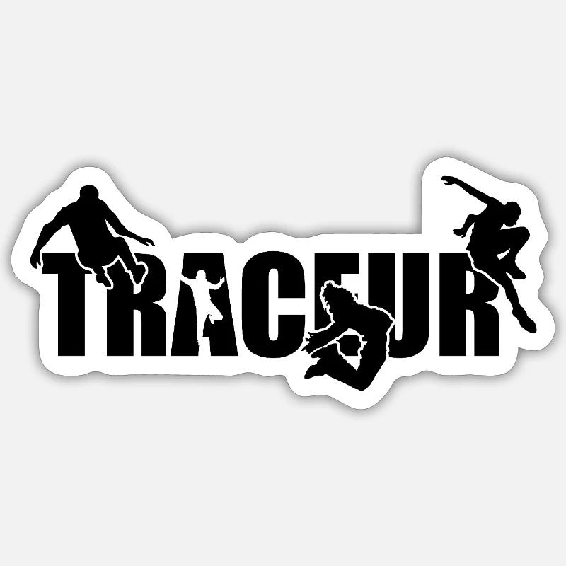 Parkour Traceur noir - Sticker taille S (10 x 10 cm) - blanc mat