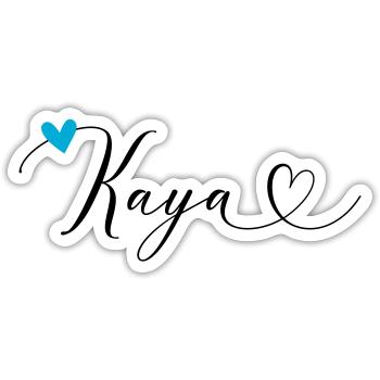 Kaya Nom Prénom Calligraphie Coeur - Sticker taille S (10 x 10 cm) - blanc mat - Devant