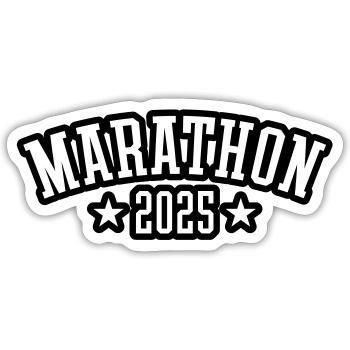 Marathon 2025 Course à pied - Sticker taille S (10 x 10 cm) - blanc mat - Devant