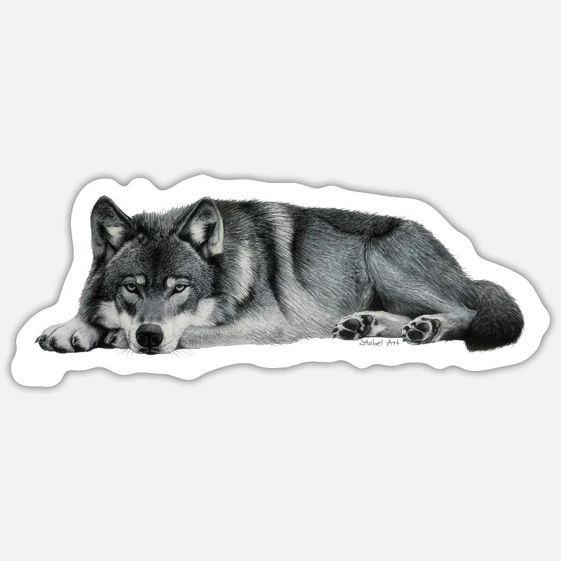 loup - Sticker taille S (10 x 10 cm) - blanc mat