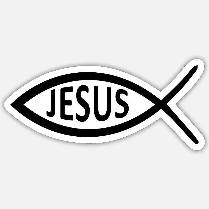 Jesus Fish Symbol - Sticker size S (10 x 10 cm) - white matte