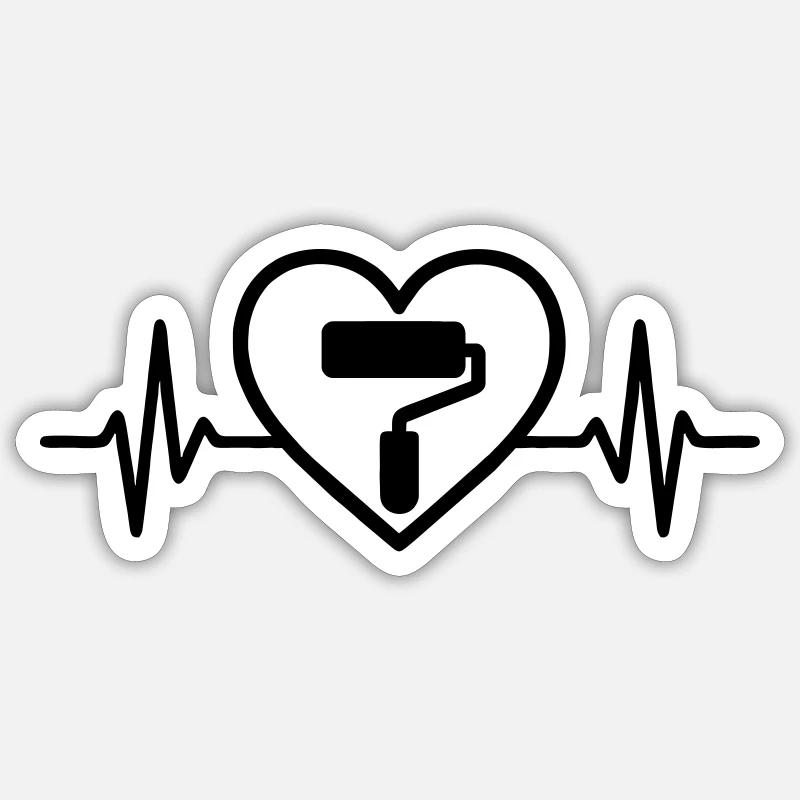 Maler Farbroller Herz Sticker Größe S (10 x 10 cm)