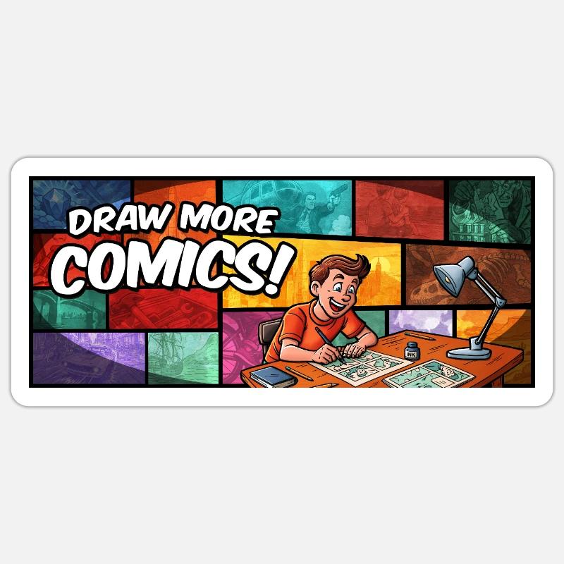 Draw More Comics! - Sticker size S (10 x 10 cm) - white matte