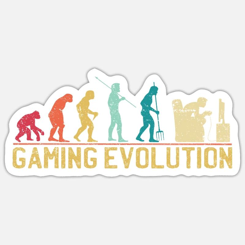 Gaming Evolution Kunstwerk - Sticker Größe S (10 x 10 cm) - Mattweiß