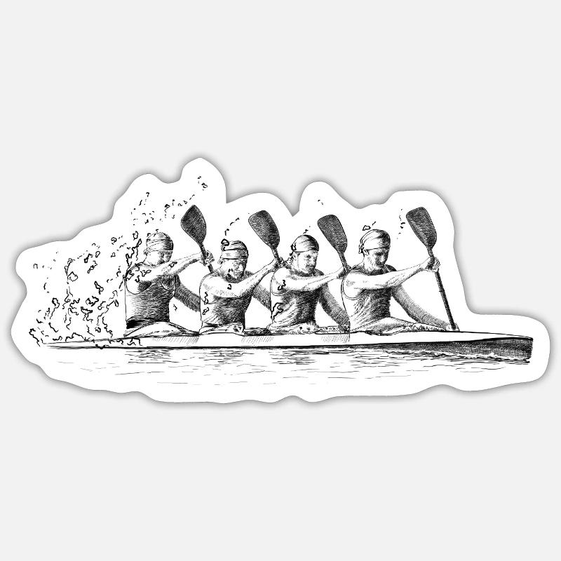 Course de canoë - Sticker taille S (10 x 10 cm) - blanc mat