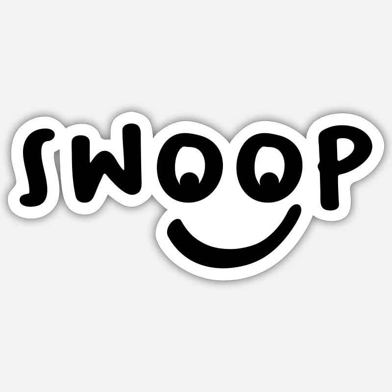Swoop Gesicht Lachen Geschenk - Sticker Größe S (10 x 10 cm) - Mattweiß