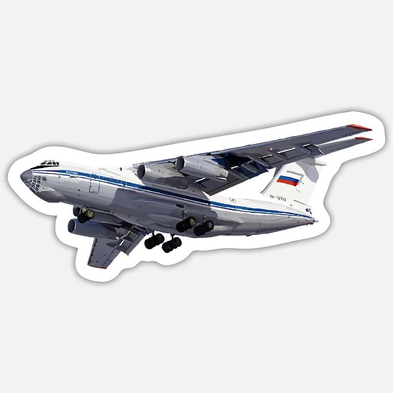Avion-cargo IL-76 Sticker taille S (10 x 10 cm)