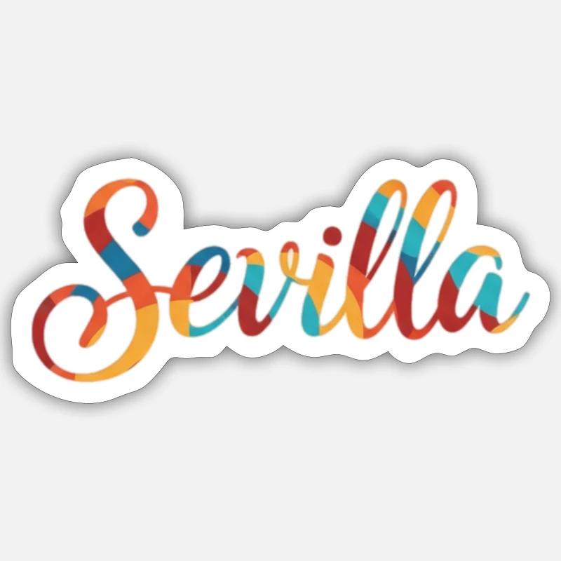 Sevilla Regenbogen Script Sticker Größe S (10 x 10 cm)