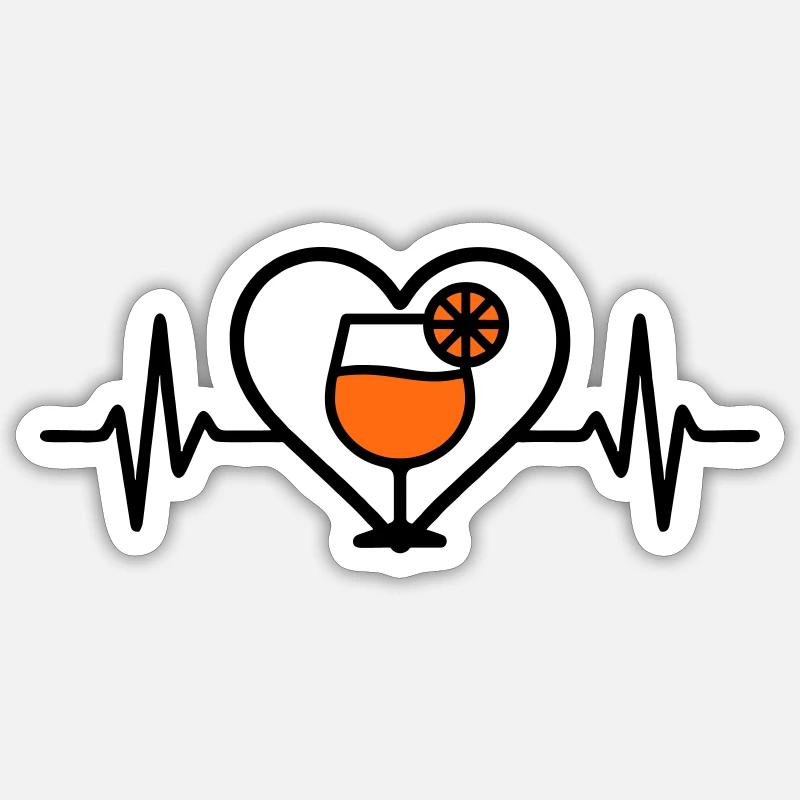 Spritz Heart Cocktail Apéritif - Sticker taille S (10 x 10 cm) - blanc mat