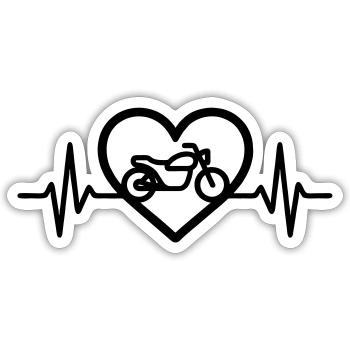 Motorcycle Heart Biker Passion - Sticker size S (10 x 10 cm) - white matte - Front