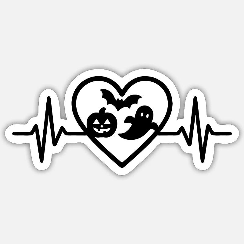 Halloween Heart Pumpkin Ghost Bat - Sticker size S (10 x 10 cm) - white matte