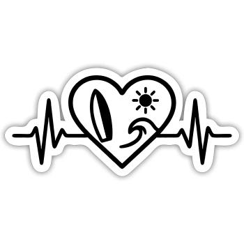 Surf Heart Wave Board Sun - Sticker size S (10 x 10 cm) - white matte - Front
