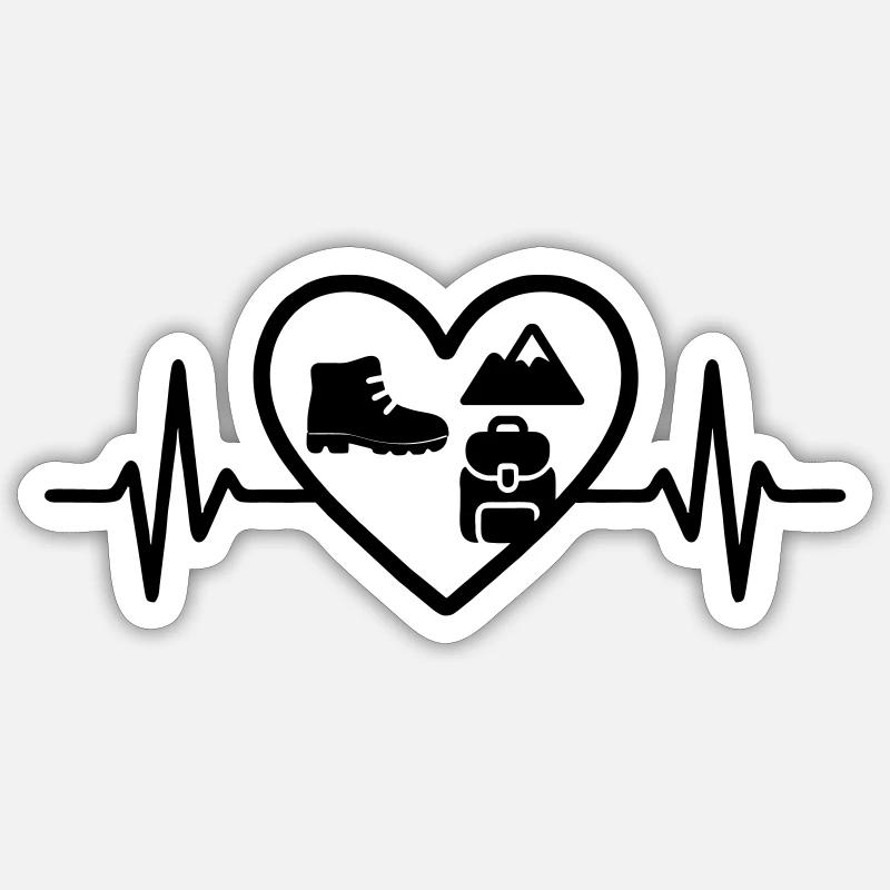 Hiking Heart Shoe Backpack Mountains - Sticker size S (10 x 10 cm) - white matte