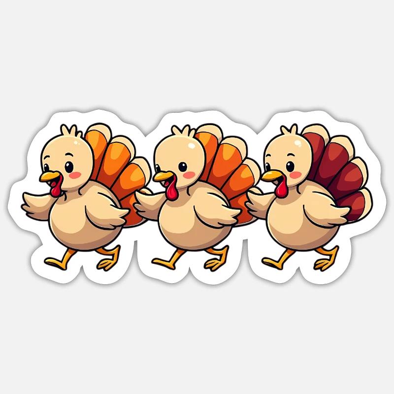 Bébé dinde de Thanksgiving - Sticker taille S (10 x 10 cm) - blanc mat