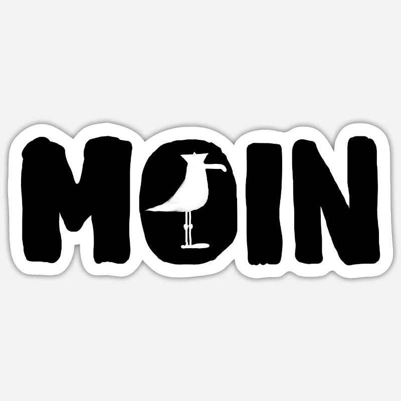 Moin with the seagull - Sticker size S (10 x 10 cm) - white matte