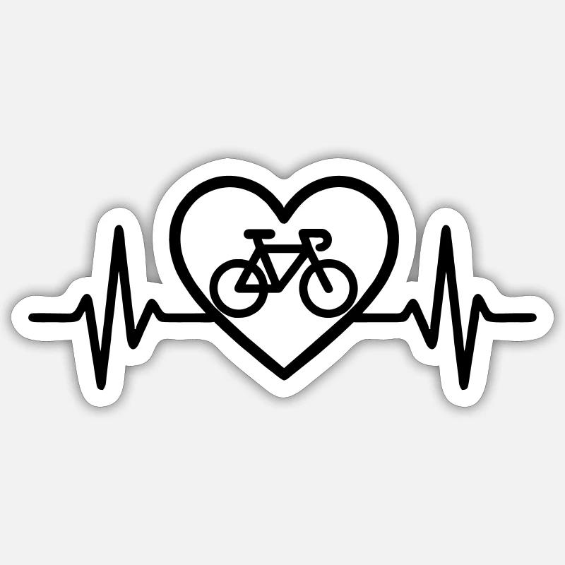Cyclisme cardiaque – Passion pour le cyclisme Sticker taille S (10 x 10 cm)