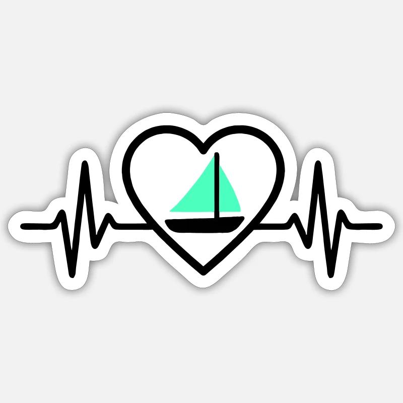 Heart Sailing – Passion Boat - Sticker size S (10 x 10 cm) - white matte