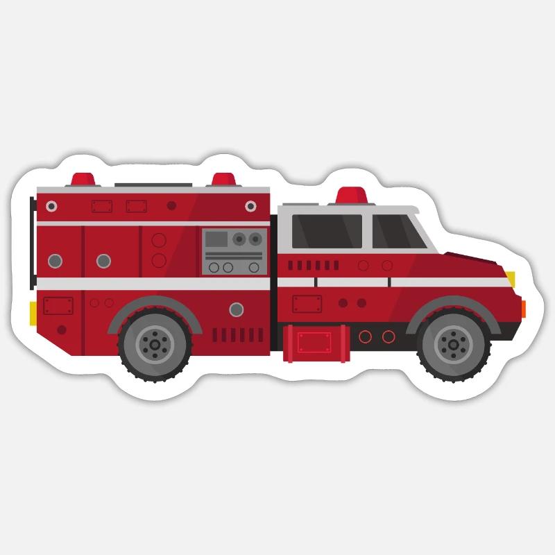 Camion de pompiers - Sticker taille S (10 x 10 cm) - blanc mat