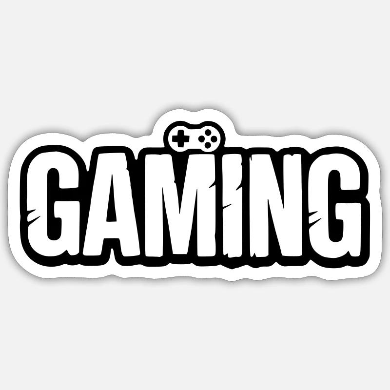 Gaming_Schrift_mit_Conroller - Sticker Größe S (10 x 10 cm) - Mattweiß