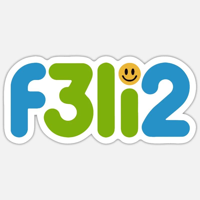 F3li2 Buntes Glyphen-Logo - Sticker Größe S (10 x 10 cm) - Mattweiß
