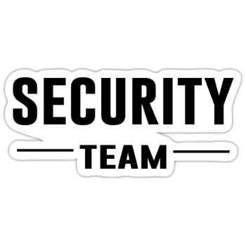 Security Team – Security | Order | Crew Shirt - Sticker size S (10 x 10 cm) - white matte - Front