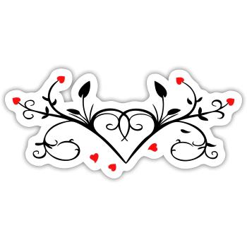 Ornament mit Herzchen - Sticker Größe S (10 x 10 cm) - Mattweiß - Vorne