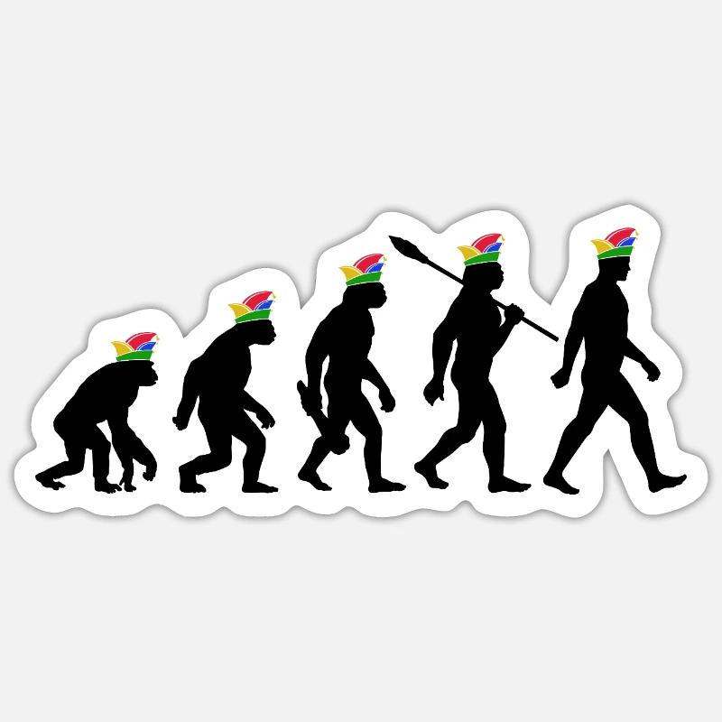 Homo Carnival | Évolution des Fous, Engraissé Sticker taille S (10 x 10 cm)