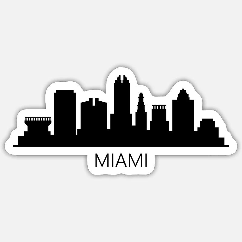 Miami Skyline - Sticker Größe S (10 x 10 cm) - Mattweiß