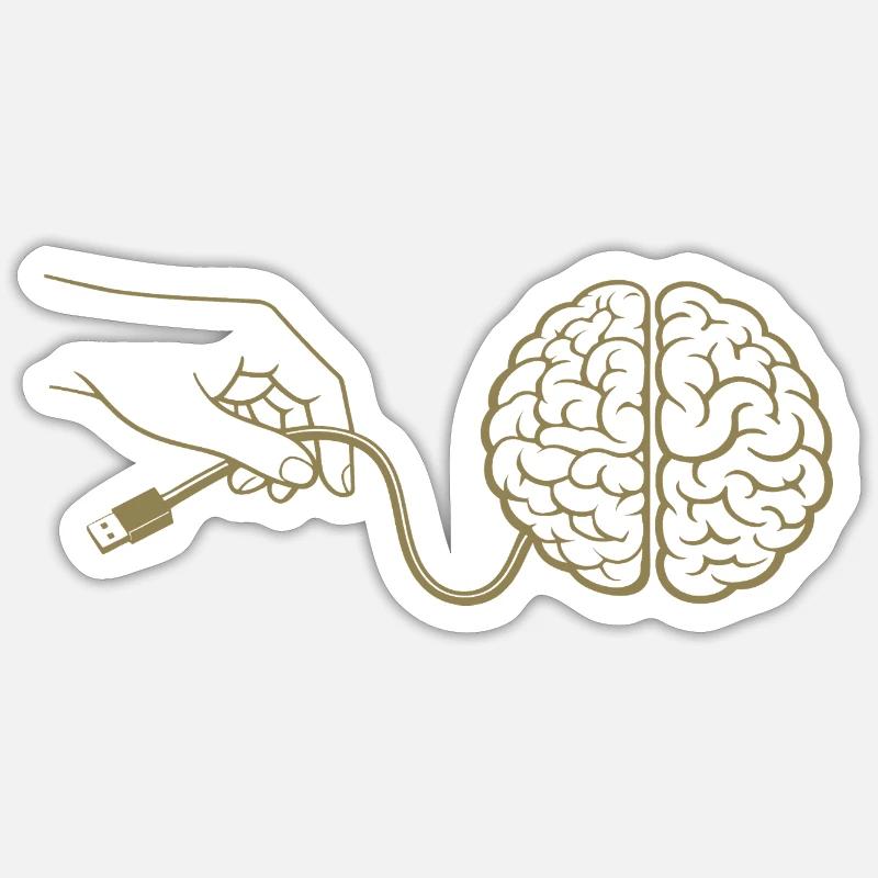 Connecteur de câble Brain Head Intelligence Intelligence artificielle Sticker taille S (10 x 10 cm)