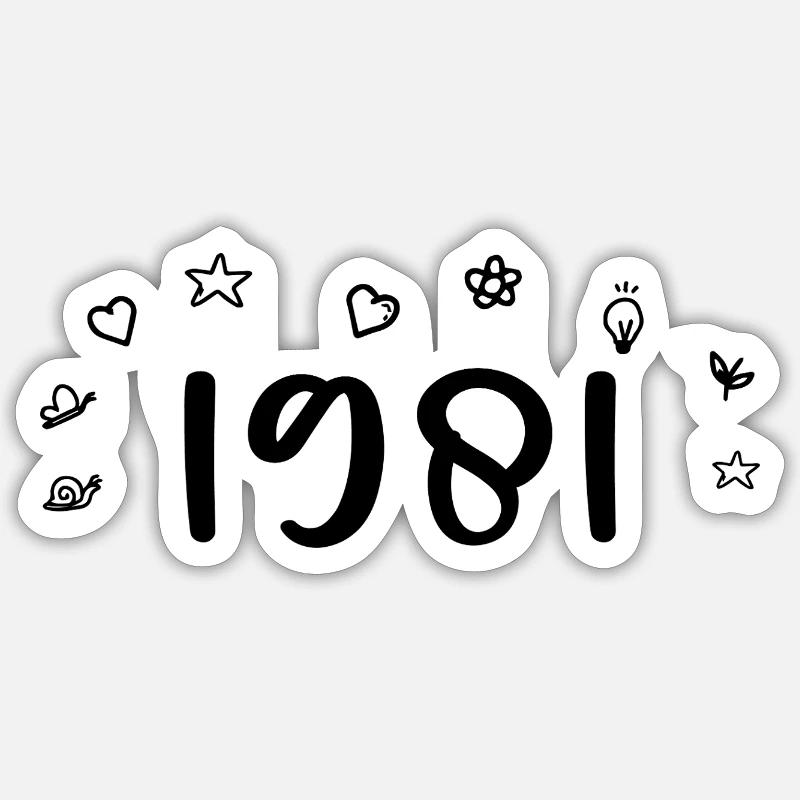 1981 Anniversaire 1981 Retro 1981 - Sticker taille S (10 x 10 cm) - blanc mat