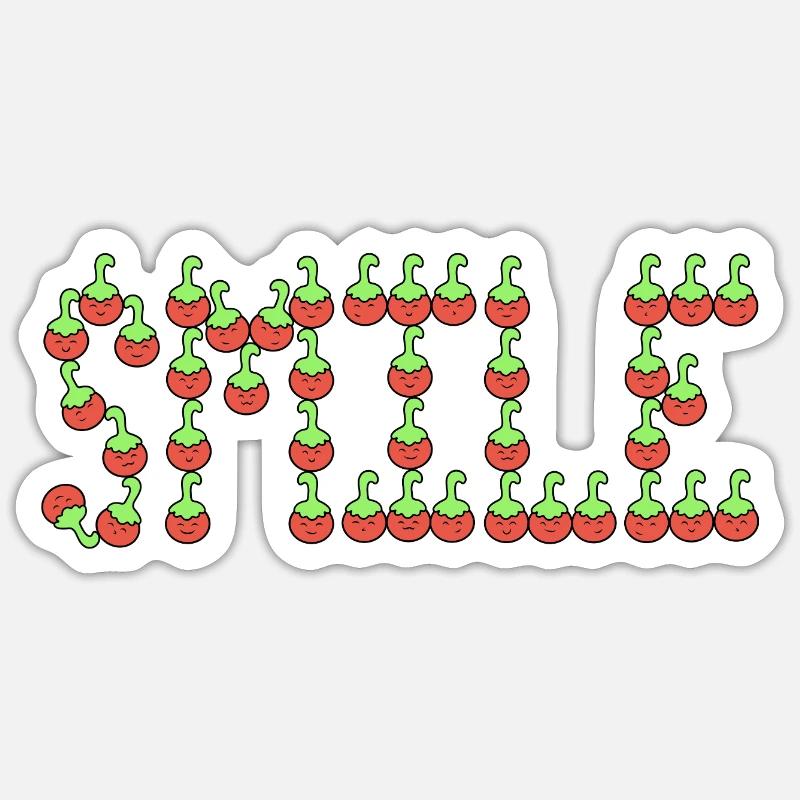Sourire tomate - Sticker taille S (10 x 10 cm) - blanc mat