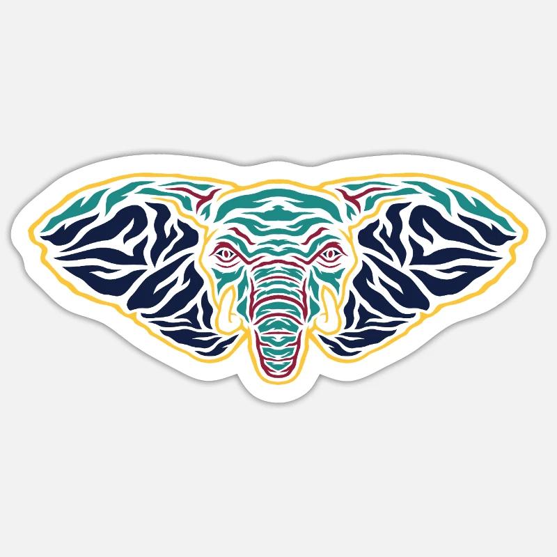 Psychedelischer Elefantenkopf - Sticker Größe S (10 x 10 cm) - Mattweiß