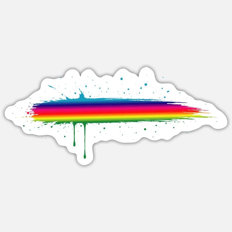 Rainbow Brush Stroke Gradient Splash - Sticker size S (10 x 10 cm) - white matte