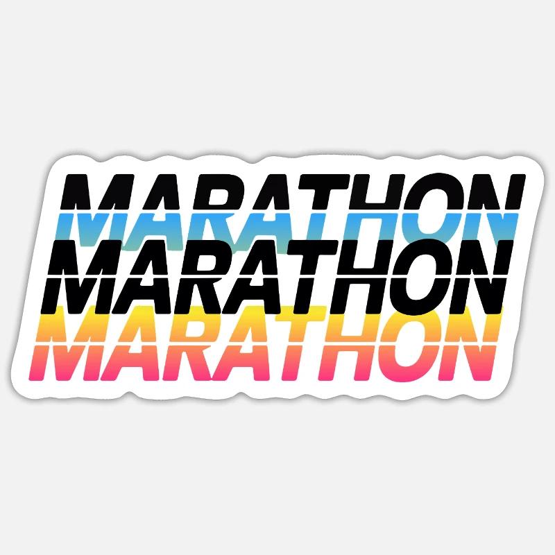 Marathon Gradient Typography - Sticker size S (10 x 10 cm) - white matte